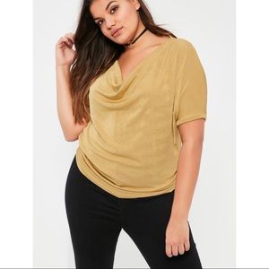 Plus Size Gold Cowl Front Slinky Top